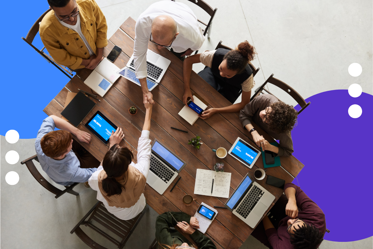 A table of professionals working together.