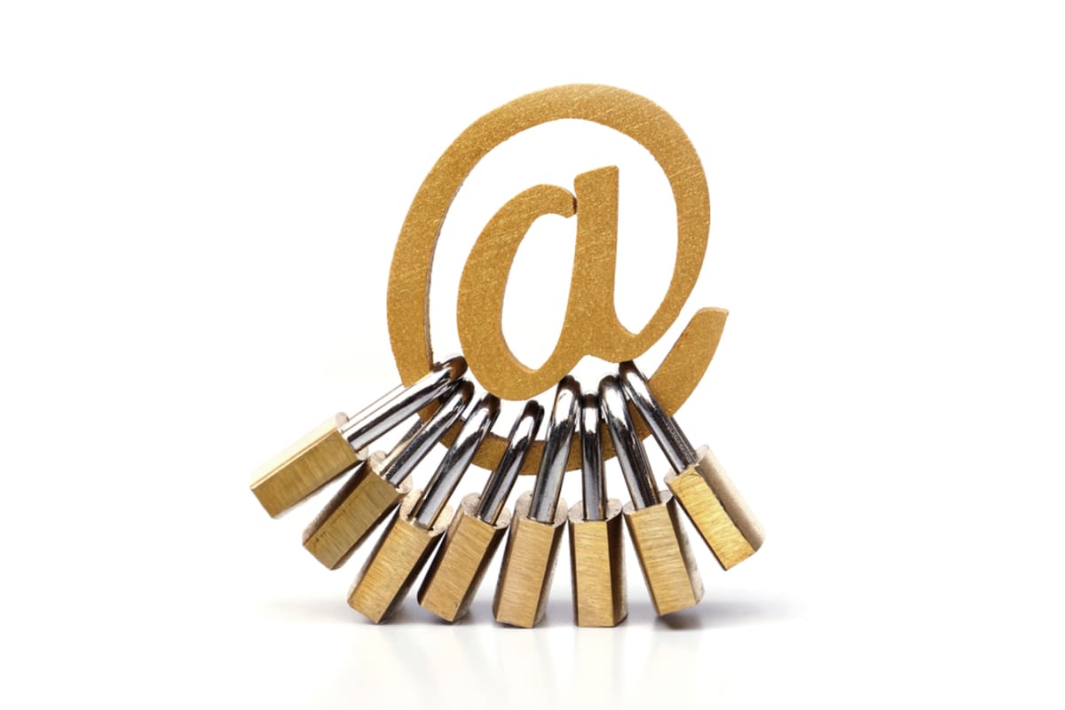 An @ symbol with locks on it