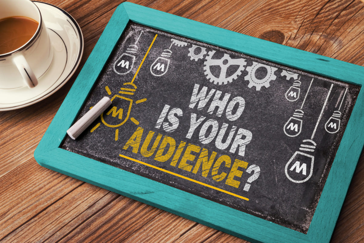 Who Is Your Audience on a chalkboard, creating SEO content concept